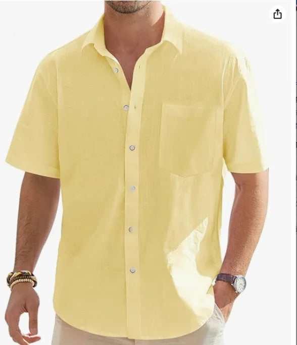 Hemp Solid Color Top Shirt