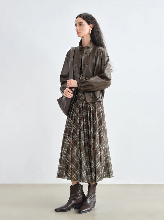 Textured Plaid Maxi Dress