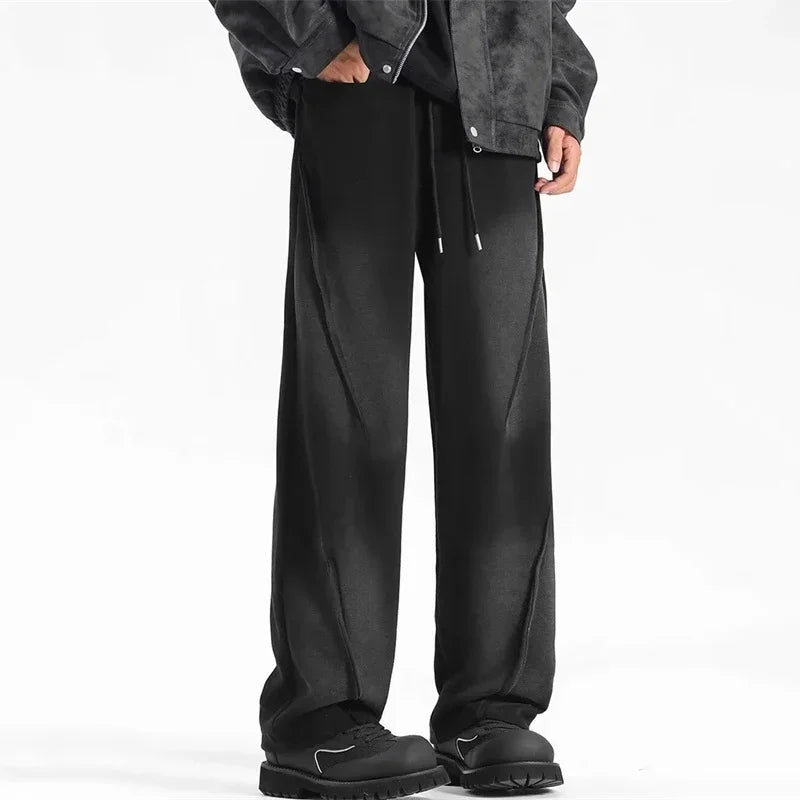 Straight Pants Pockets Trousers