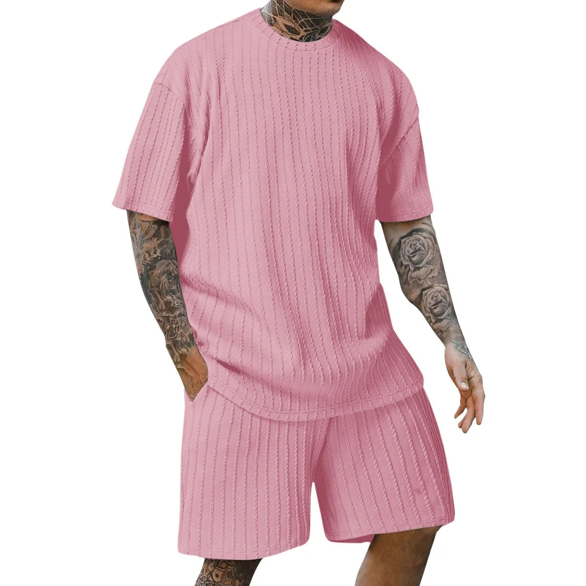 vertical stripe T-shirt shorts