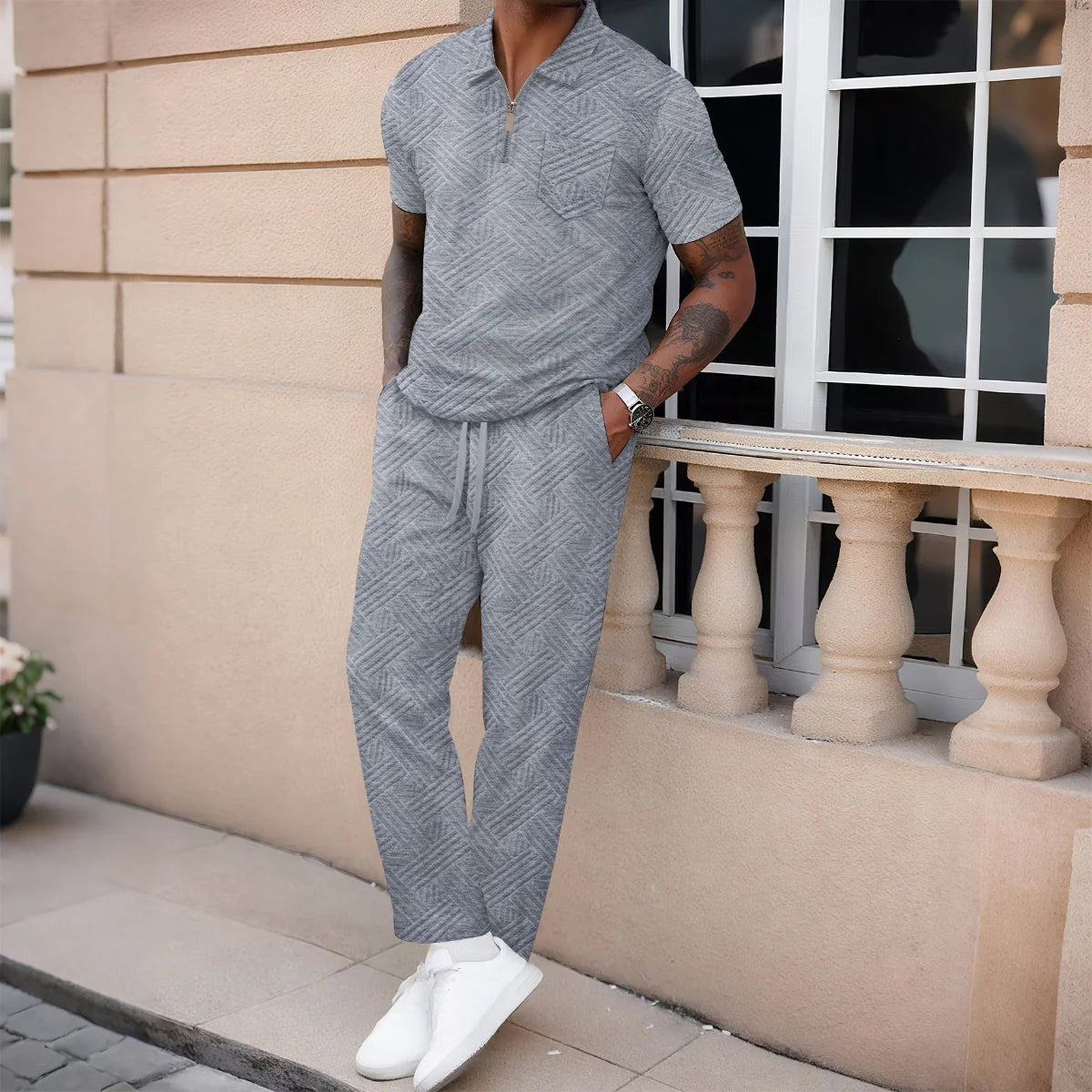 Color Jacquard Suit Set