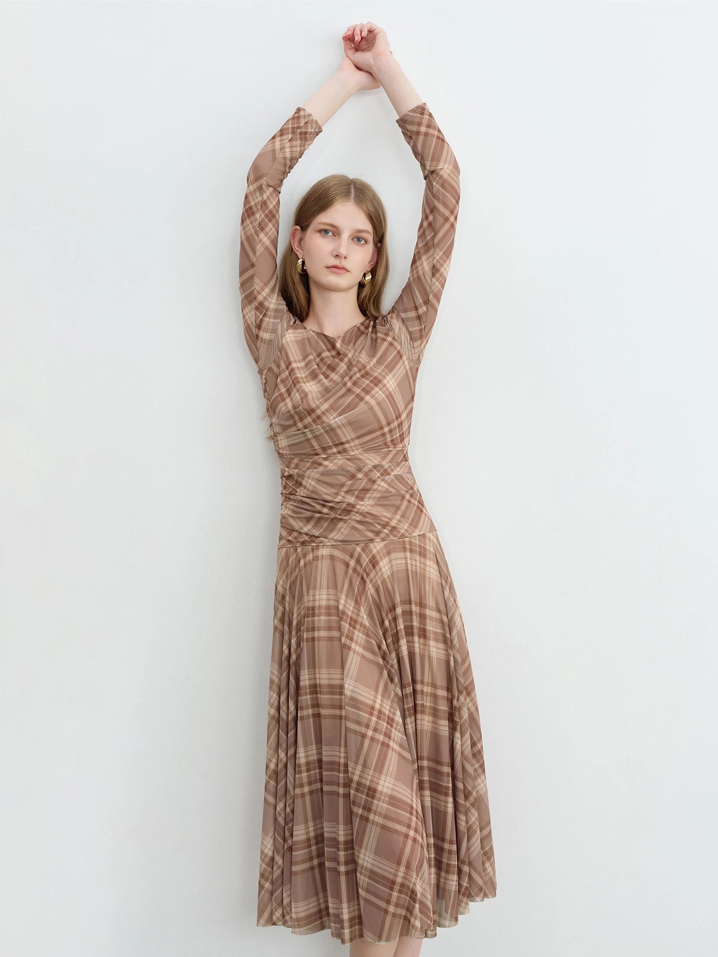 Textured Plaid Maxi Dress