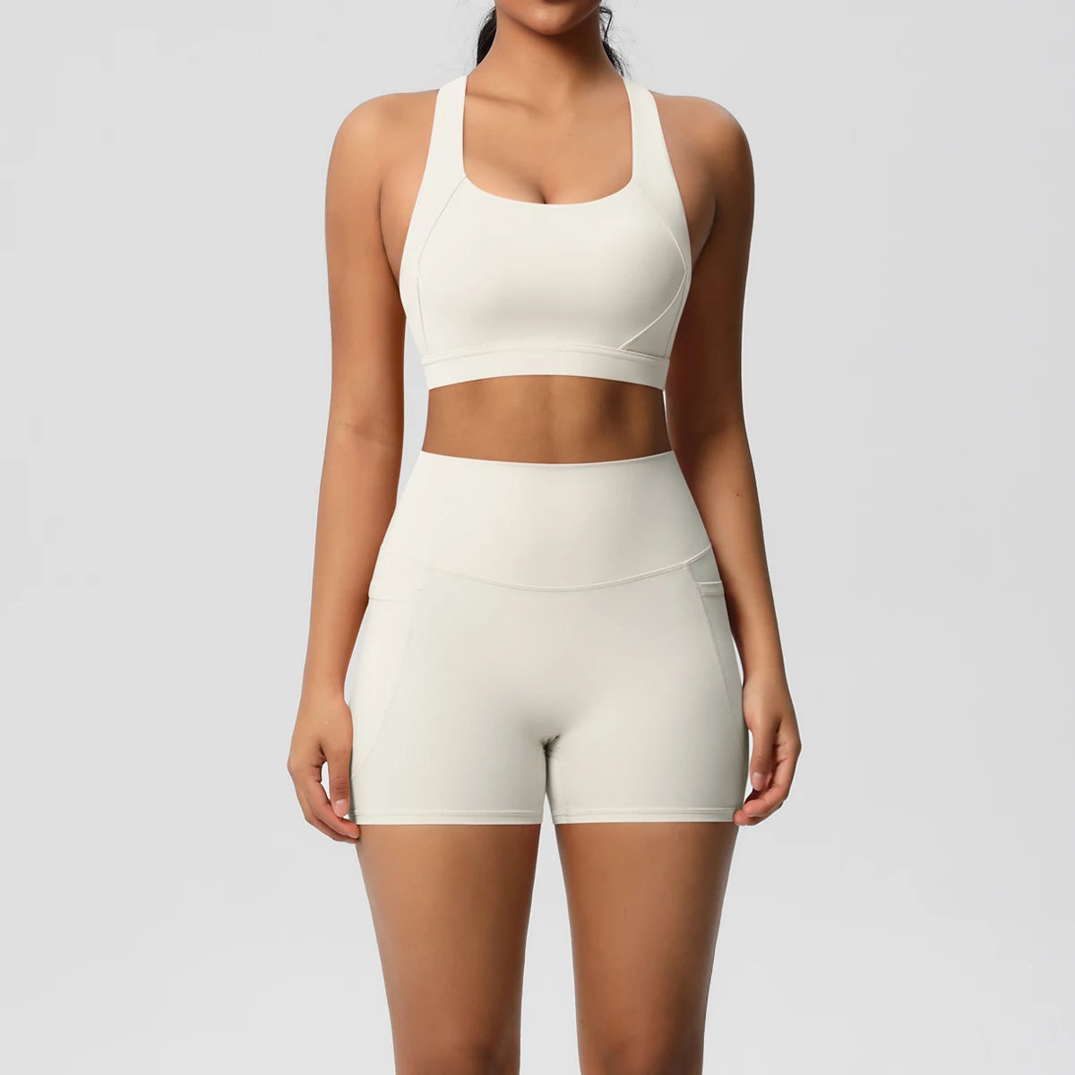 Pocketed Yoga Set: Bra, Leggings, Shorts