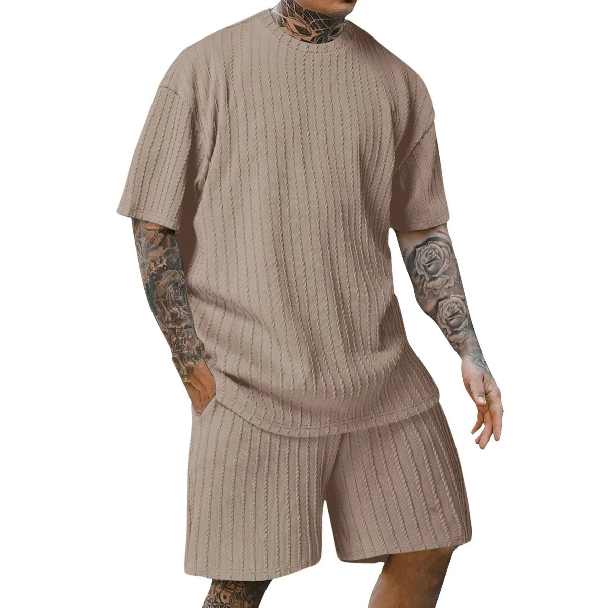 vertical stripe T-shirt shorts