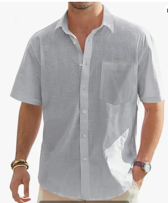 Hemp Solid Color Top Shirt