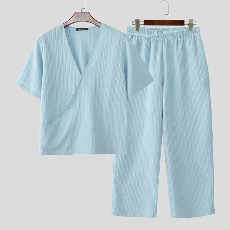 Neck Short Sleeve T Shirt & Pants