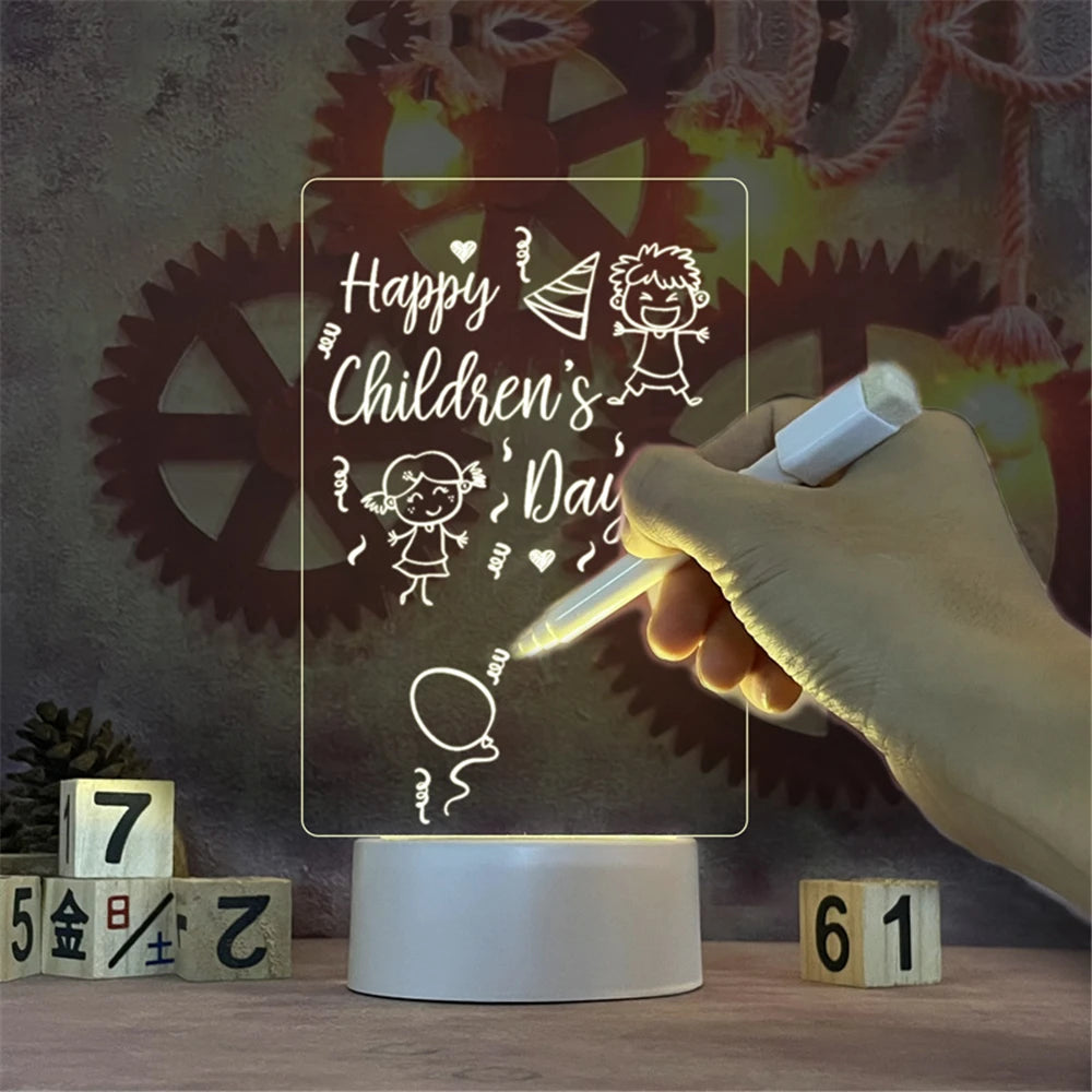 LED Night Light with Erasable Message Board and Calendar