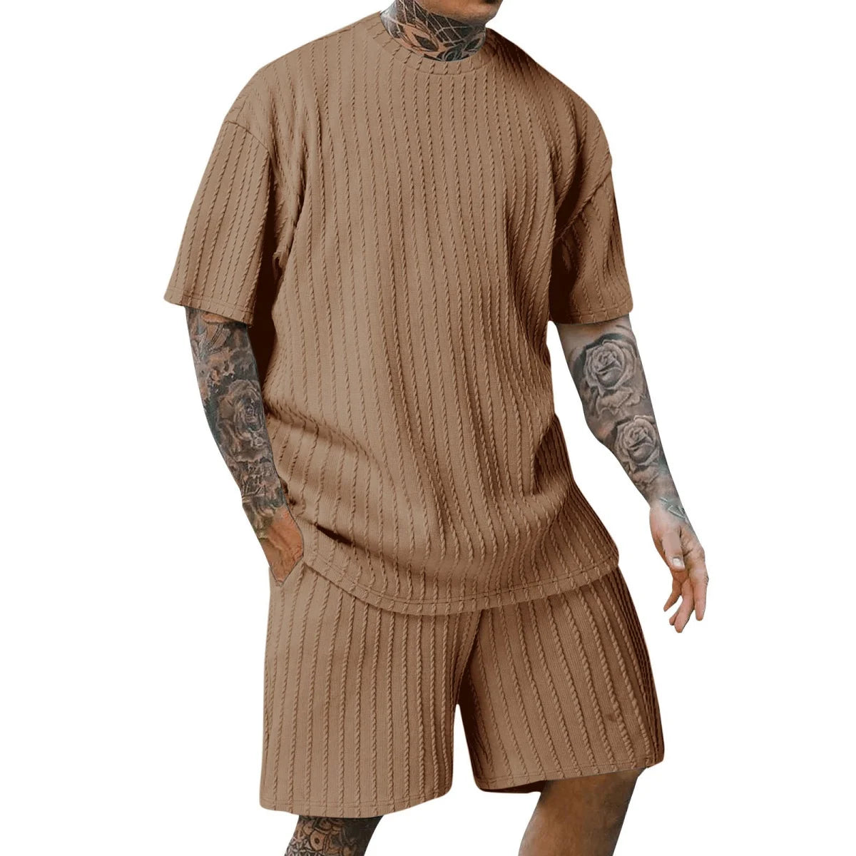 vertical stripe T-shirt shorts