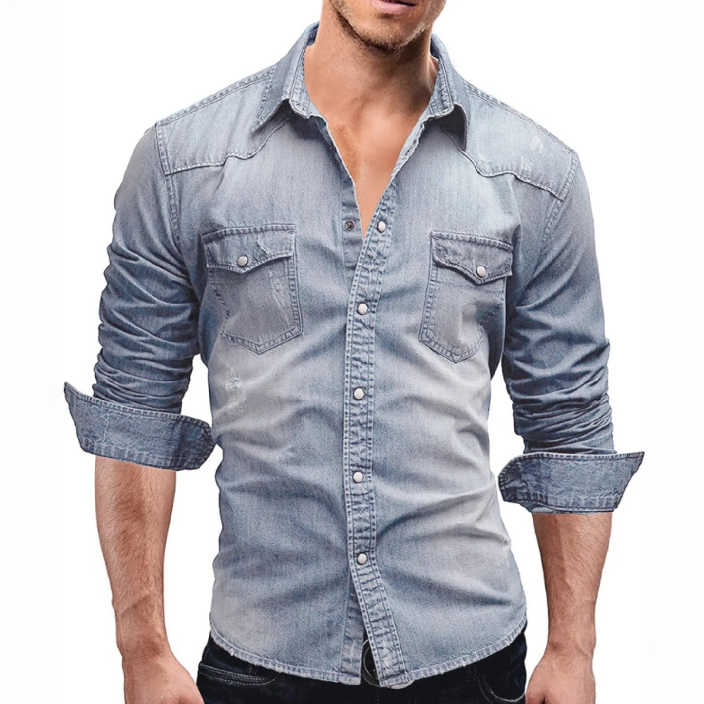 Washed Shirt Men'S Tops