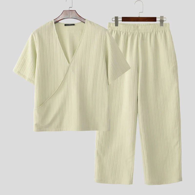 Neck Short Sleeve T Shirt & Pants