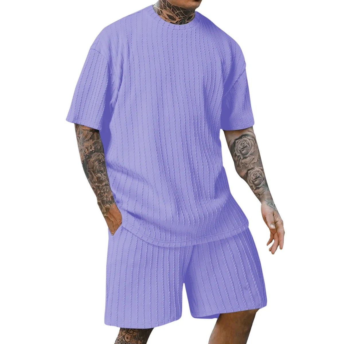 vertical stripe T-shirt shorts