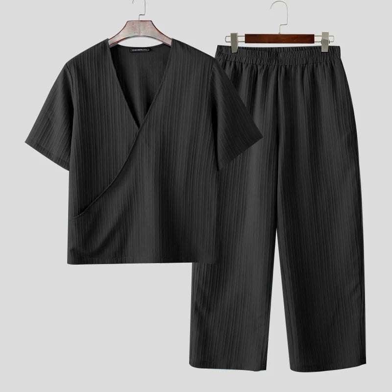 Neck Short Sleeve T Shirt & Pants