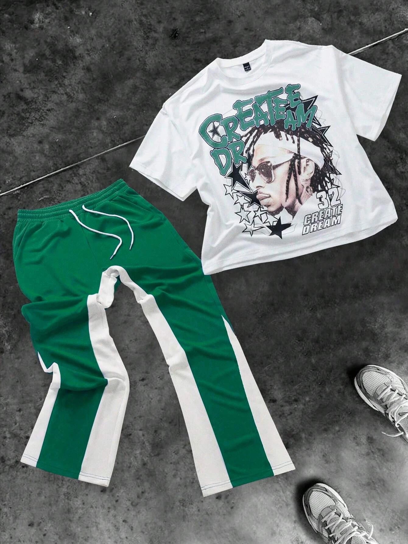 Drawstring Pants And Round Neck
