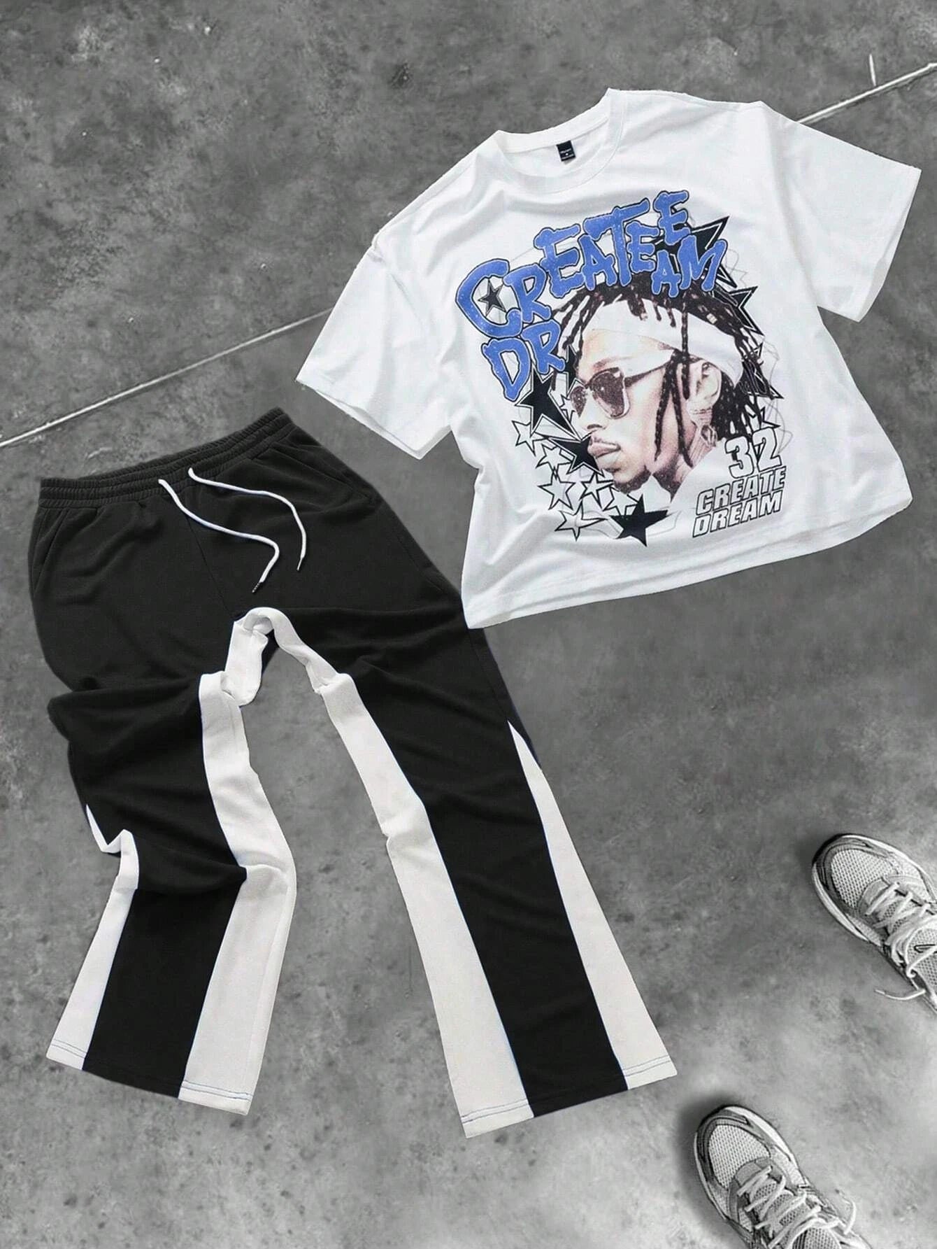 Drawstring Pants And Round Neck