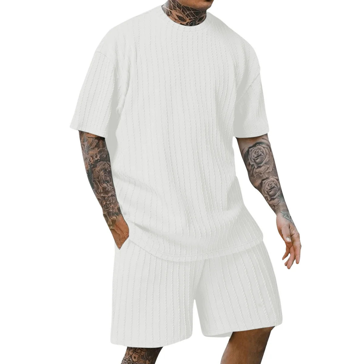 vertical stripe T-shirt shorts