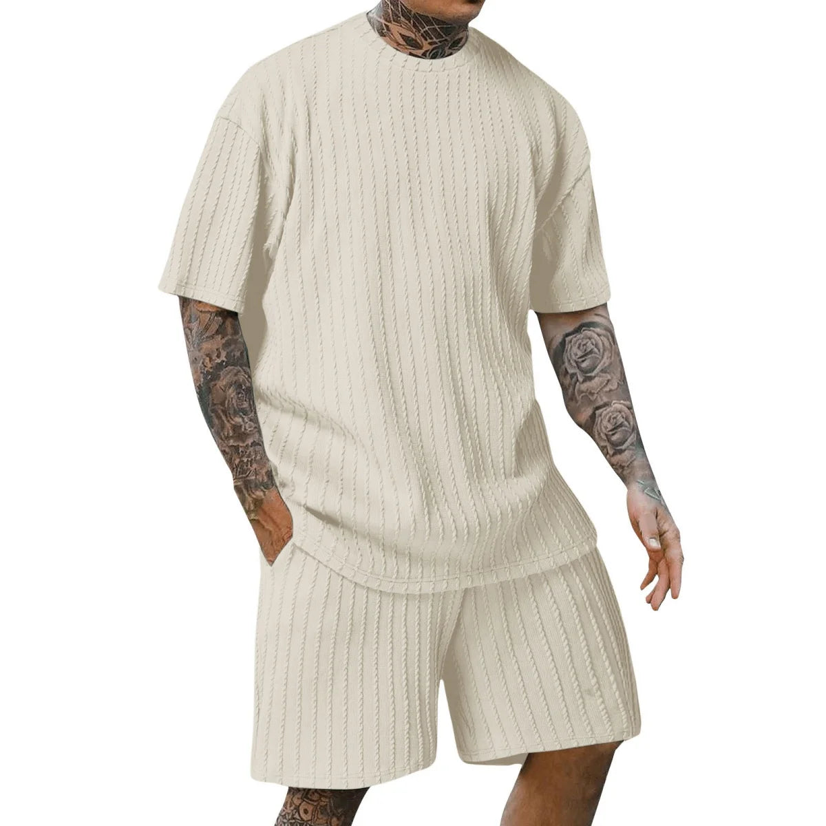 vertical stripe T-shirt shorts