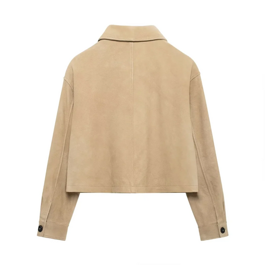 Velvet Flip Collar Short Jacket