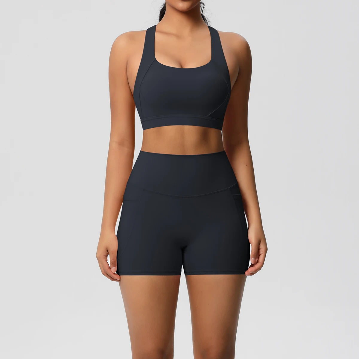 Pocketed Yoga Set: Bra, Leggings, Shorts