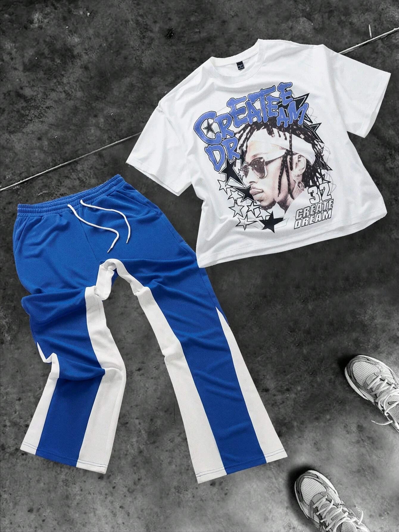 Drawstring Pants And Round Neck