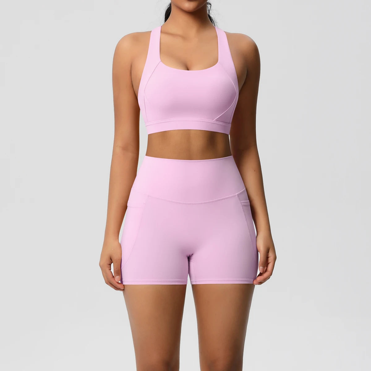 Pocketed Yoga Set: Bra, Leggings, Shorts