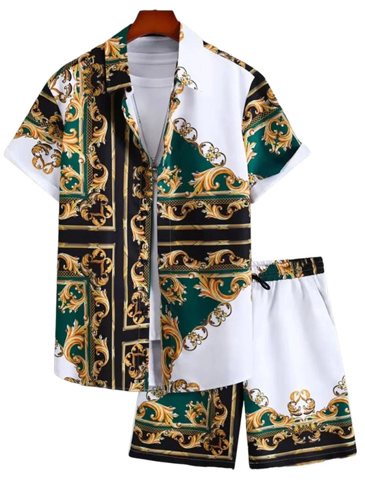 Men's Golden Luxury 3D Print Hawaiian Shirt