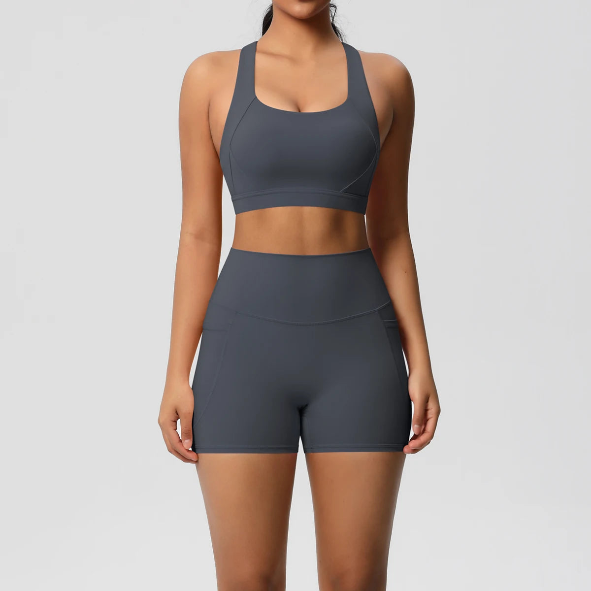 Pocketed Yoga Set: Bra, Leggings, Shorts