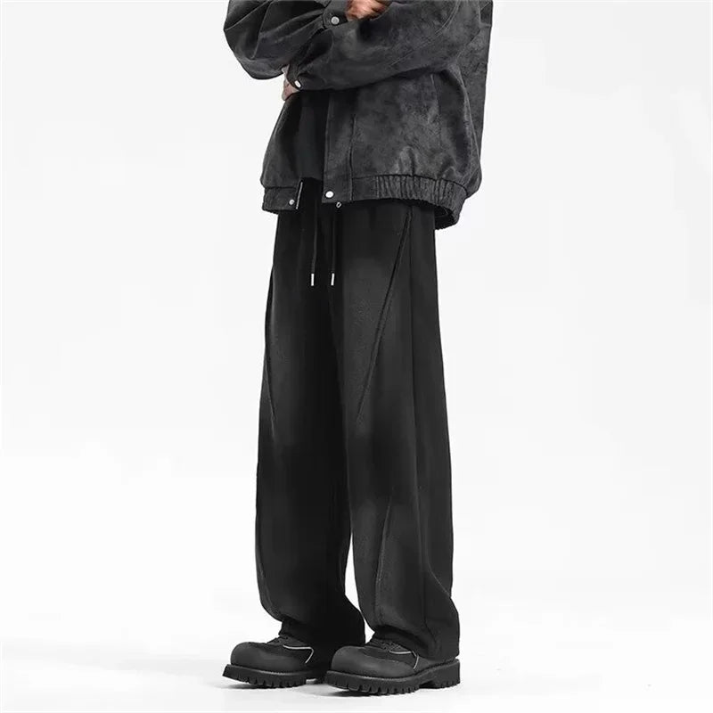 Straight Pants Pockets Trousers