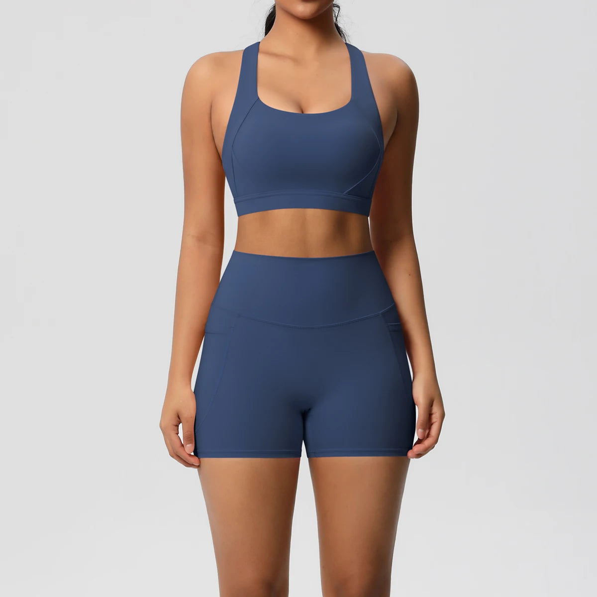 Pocketed Yoga Set: Bra, Leggings, Shorts
